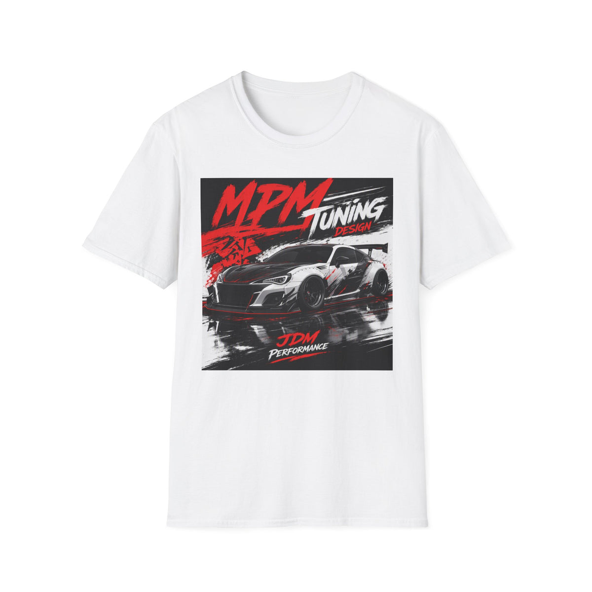 MPM JDM Racing Car Graphic T-Shirt — Red Brushstroke Automotive Tee | MPM Tuning Design